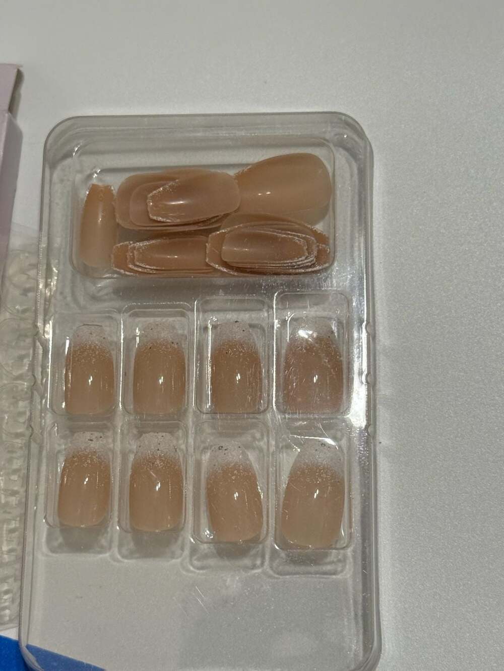 Generic Press On Nails Nude Glitter Coffin Medium